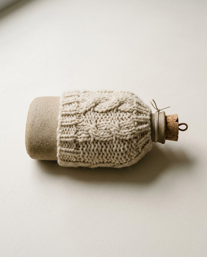 Keramik-Wärmflasche mit Wollbezug